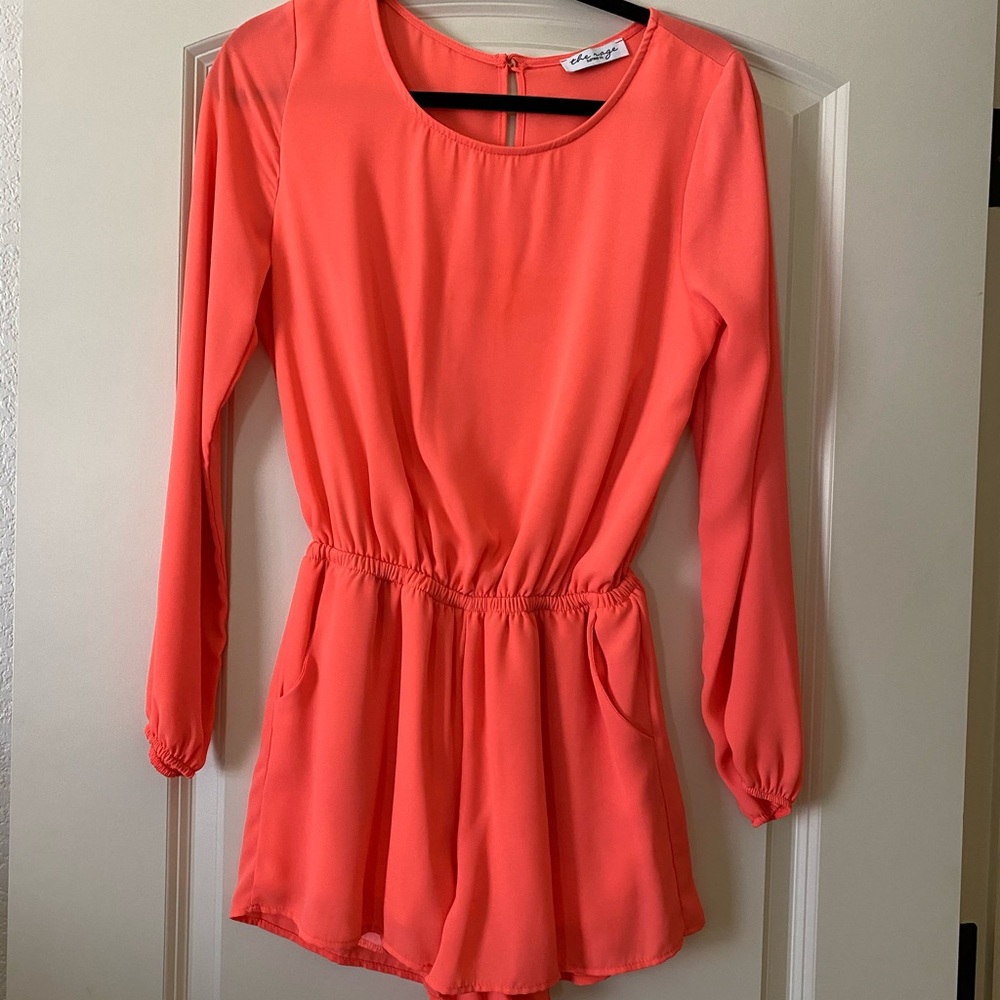 Bright coral romper